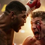 Anthony Joshua throws a punch with Jake Paul bloodied and shocked in Miami boxing ring