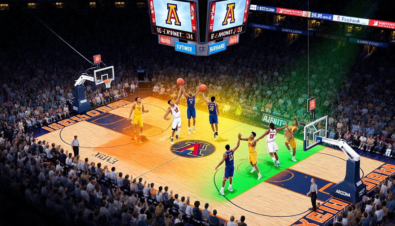 Burries sinking three shots in a comeback with scoreboard showing a 14-point lead while teammates high-fiving on court