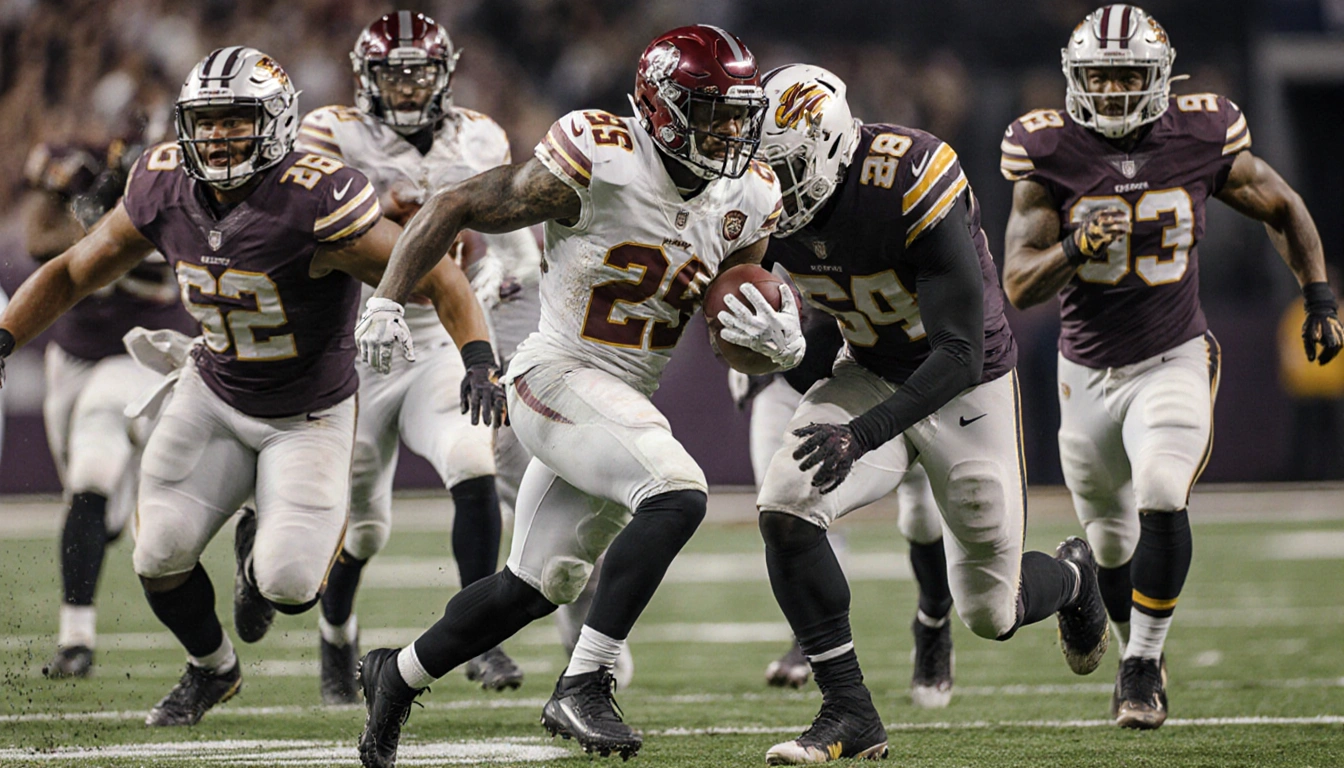 Barkley breaks through defender with ball at feet and triumphant expression while rival players confront in aggressive stance