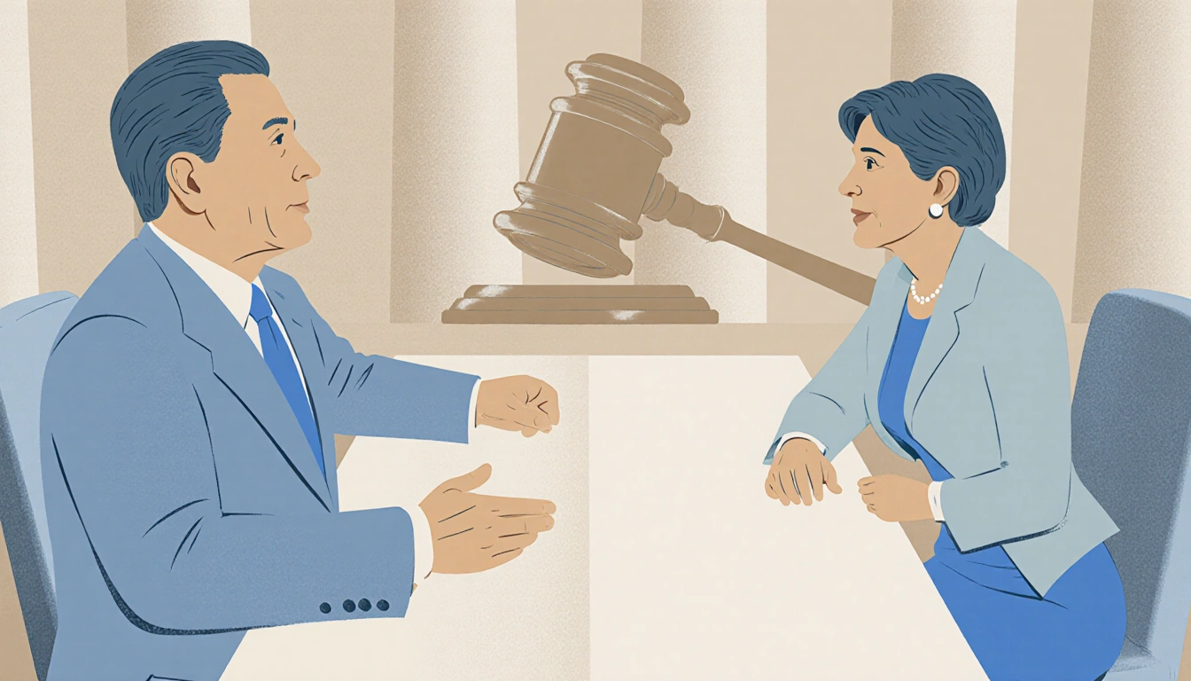 Republicans and Democrats discussing bipartisan subsidies in legislative chamber with light blue beige gavel texture behind