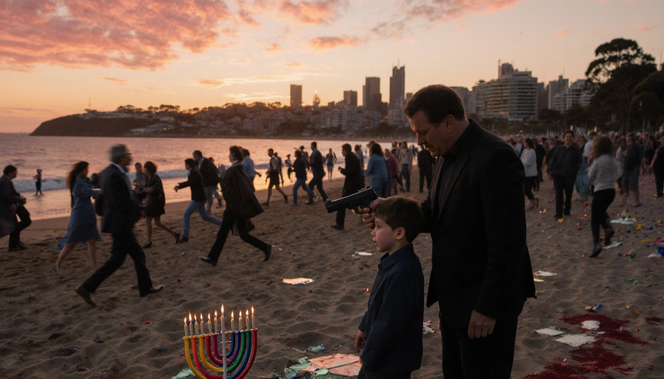Father holding gun to his son