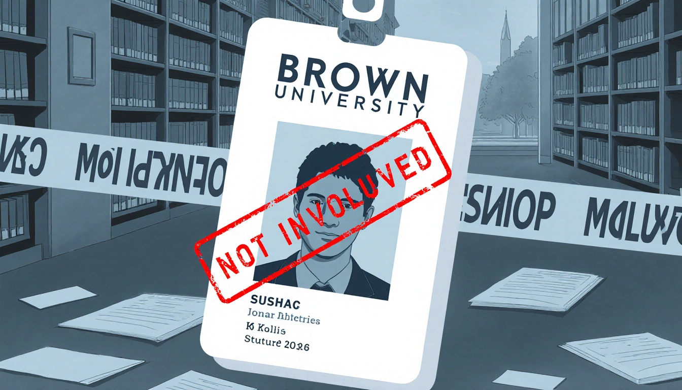 Student ID card displaying a photo with a red “Not Involved” stamp and faint police tape