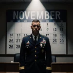 Christopher Day stands in courtroom spotlight with November calendar and lawyer defiance