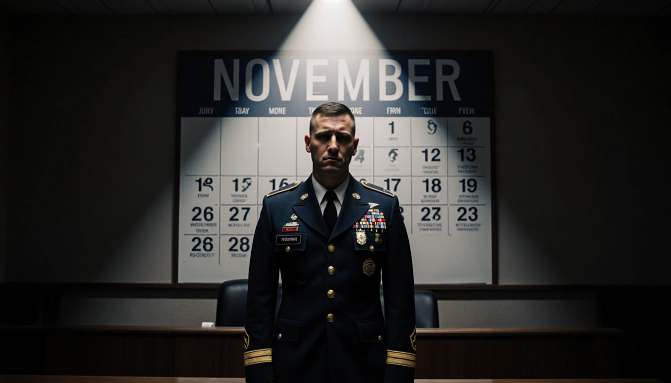 Christopher Day stands in courtroom spotlight with November calendar and lawyer defiance