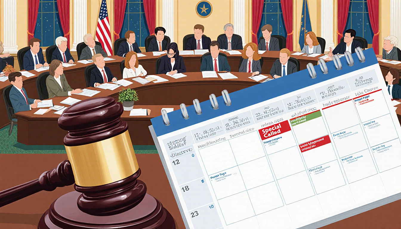 City council members voting with gavel and agenda on large table in crowded chamber