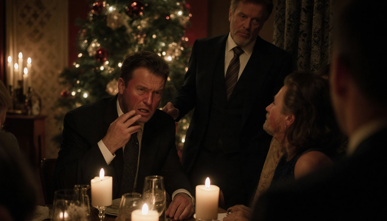 Nick Reiner shouting into corner table with tense father behind and Conan O