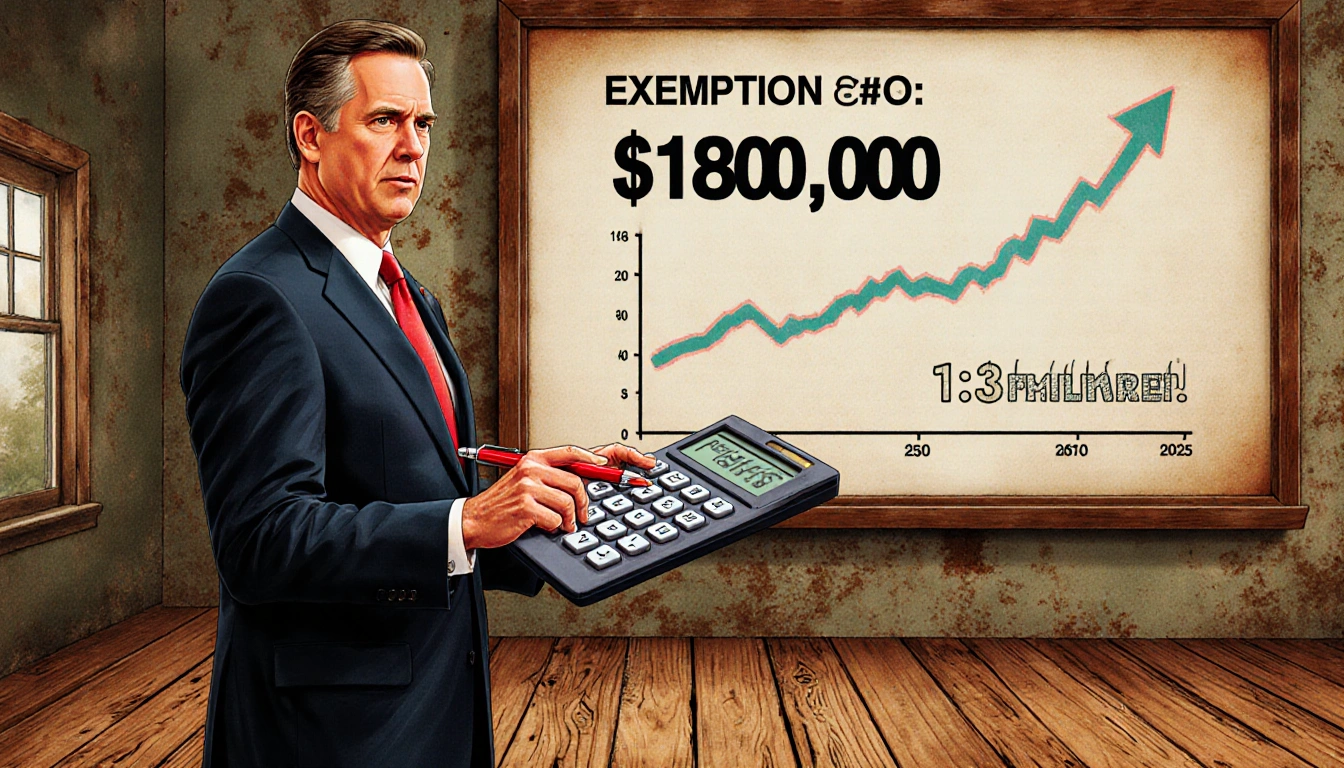 Lt. Gov. Dan Patrick holds red pen and calculator with $180,000 chalkboard and 1.3B graph behind
