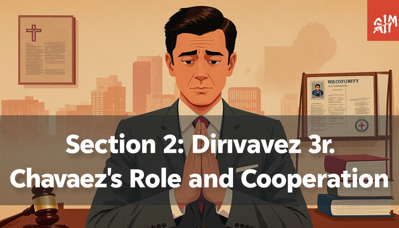 Dr. Chavez standing at desk with law books and a medical license, hospital, remorseful expression, hopeful eyes, overlay.