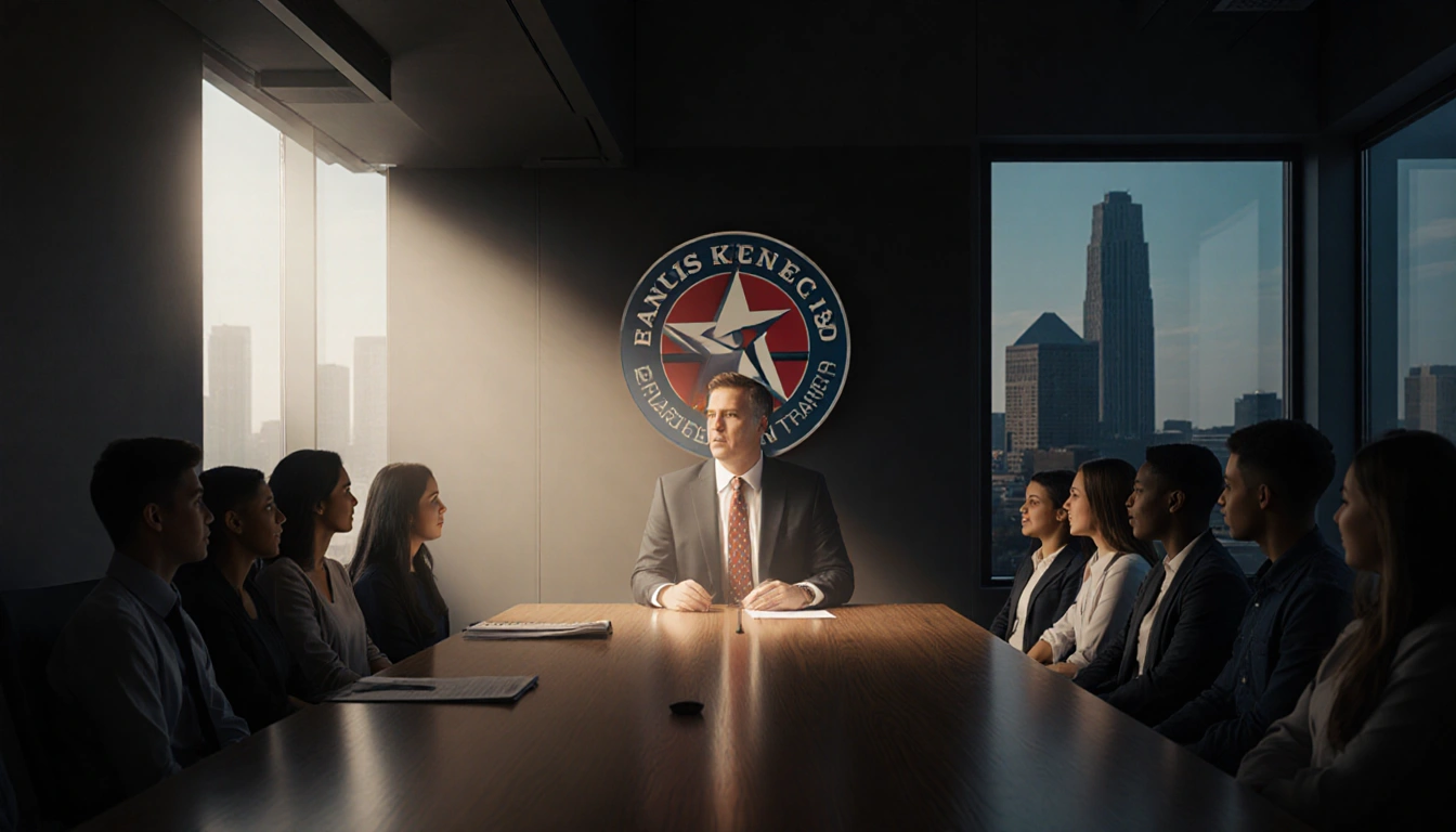 Kirk Koennecke speaking with warm light highlighting his face and students teachers in conference room focused on education