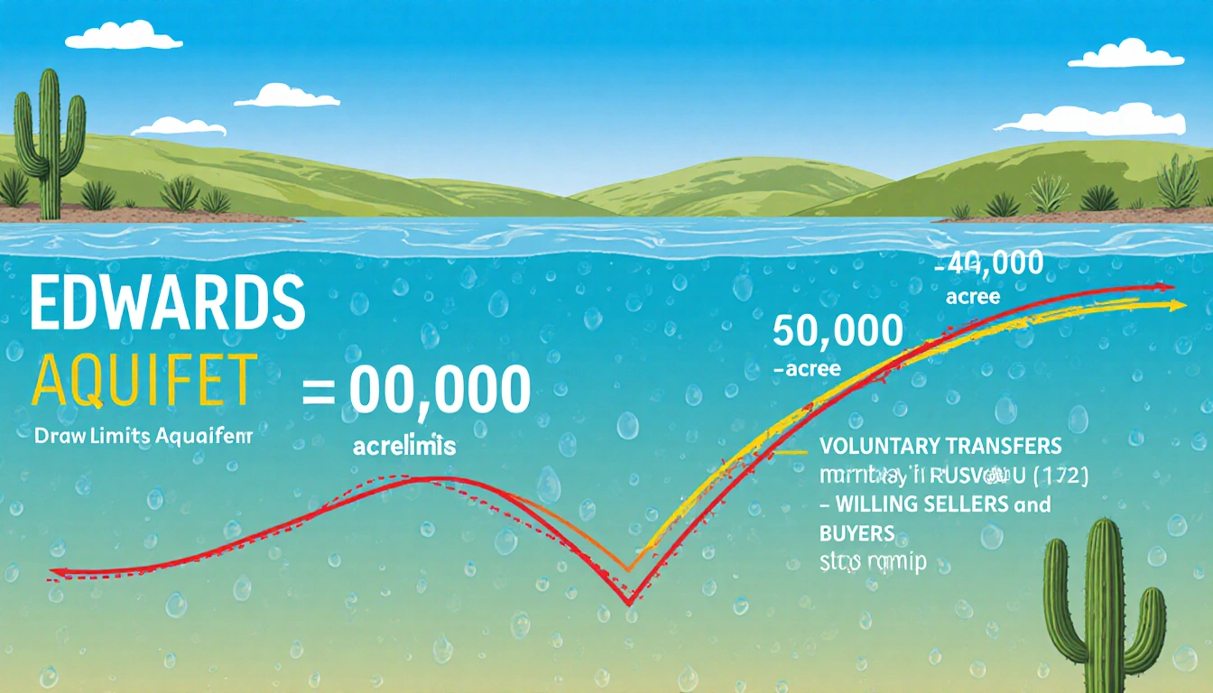 Graph shows draw limits with blue-green aquifer gradient over Texas landscape and bold white numbers
