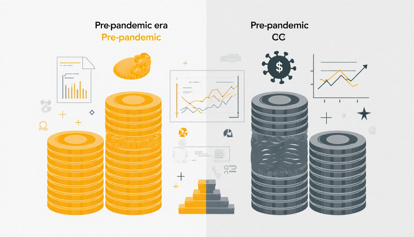 Fed bond portfolio bright pre-pandemic stacks next to dull post-pandemic piles with charts of income disparity.