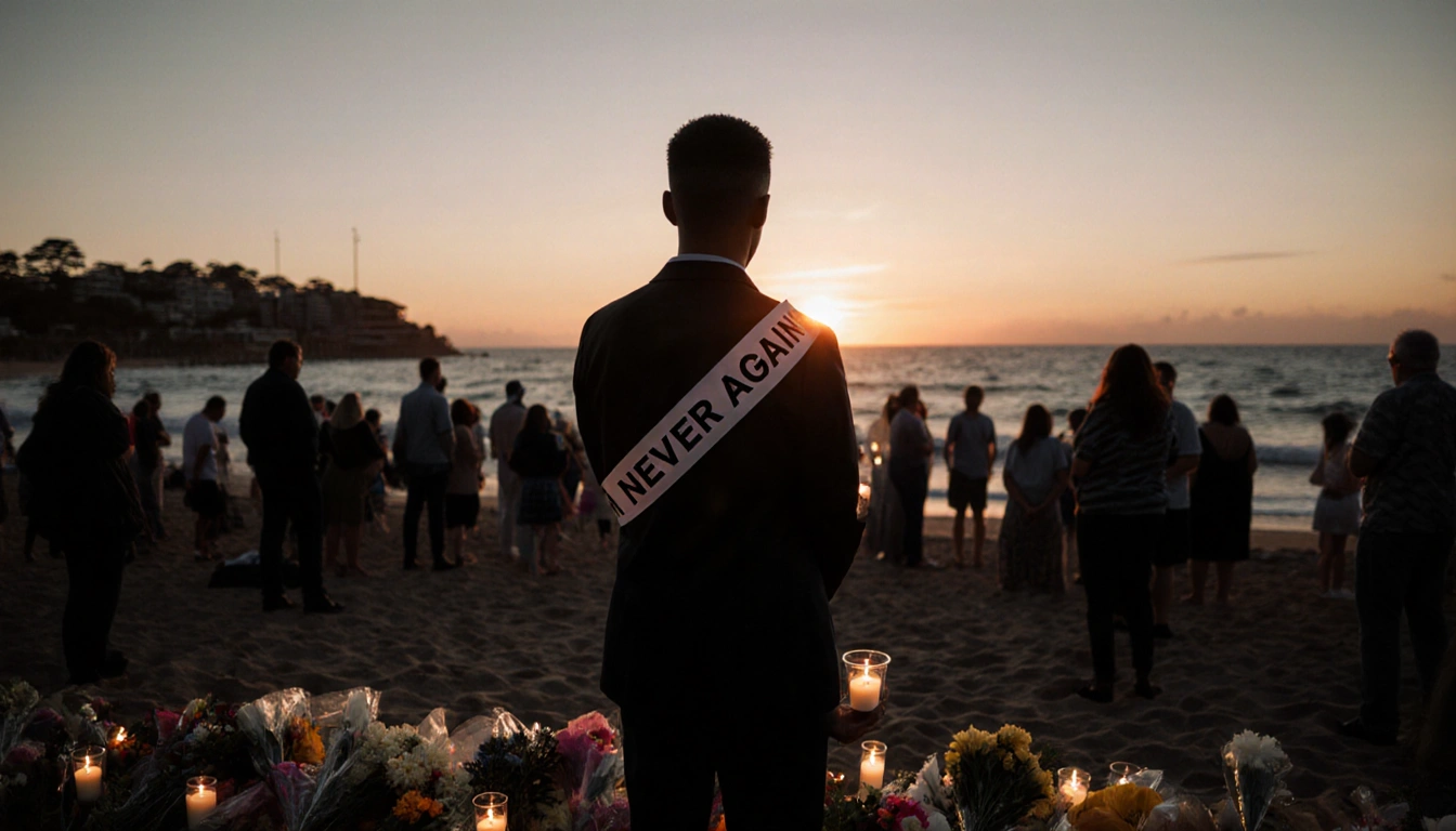 Lone figure holding a candle with a