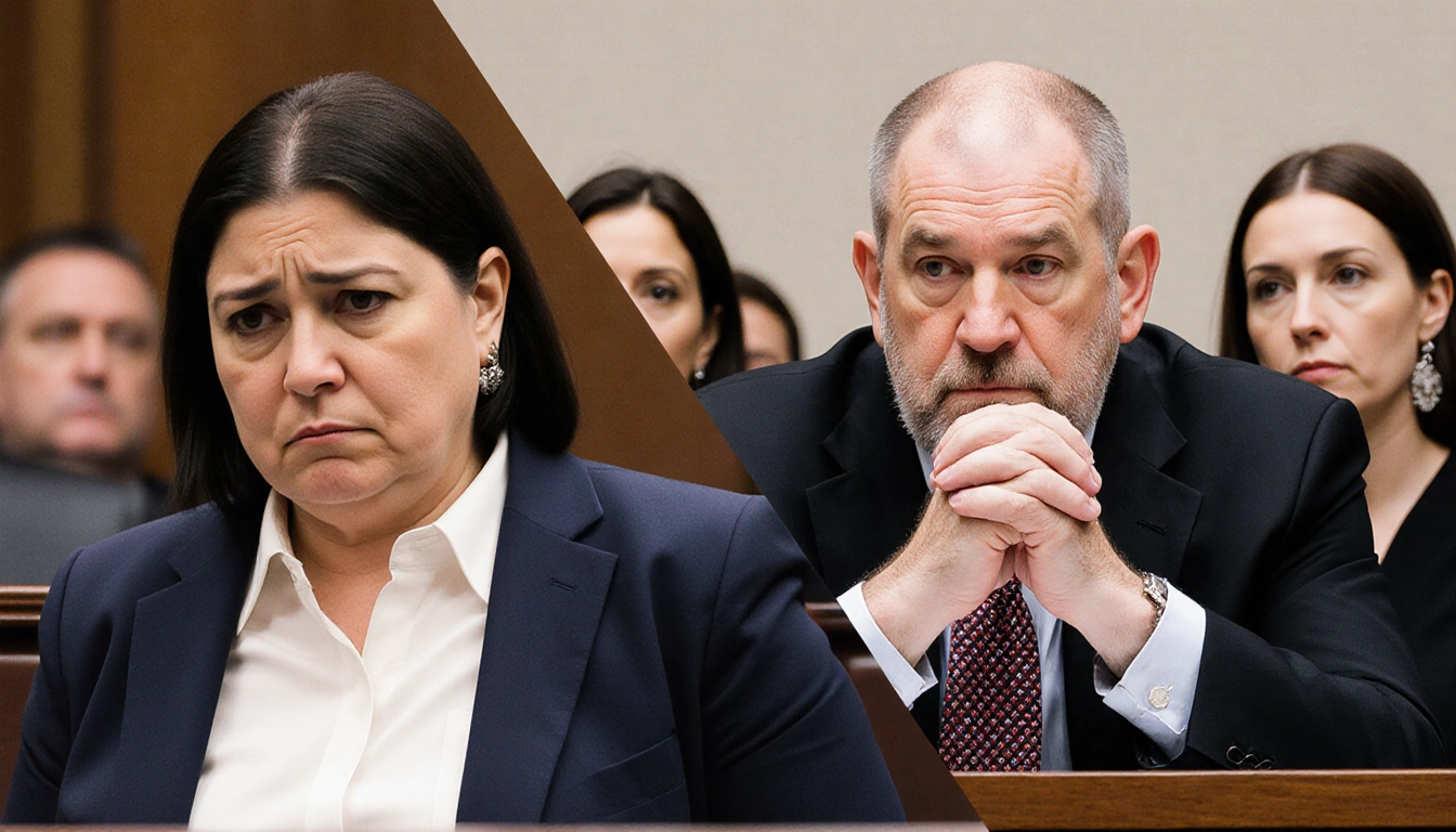 Jury foreperson declines to deliberate with hesitant expression and judge contemplating in muted courtroom