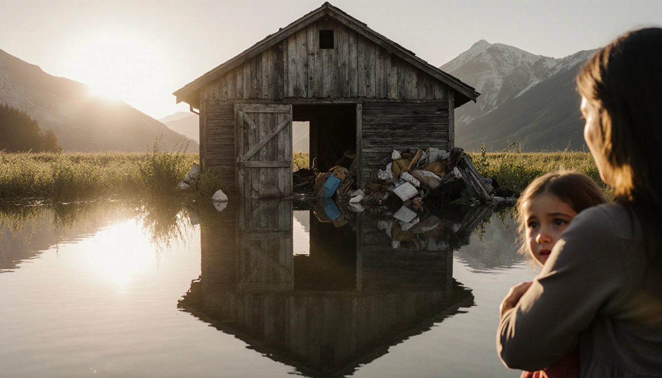 Girl peeks from mother