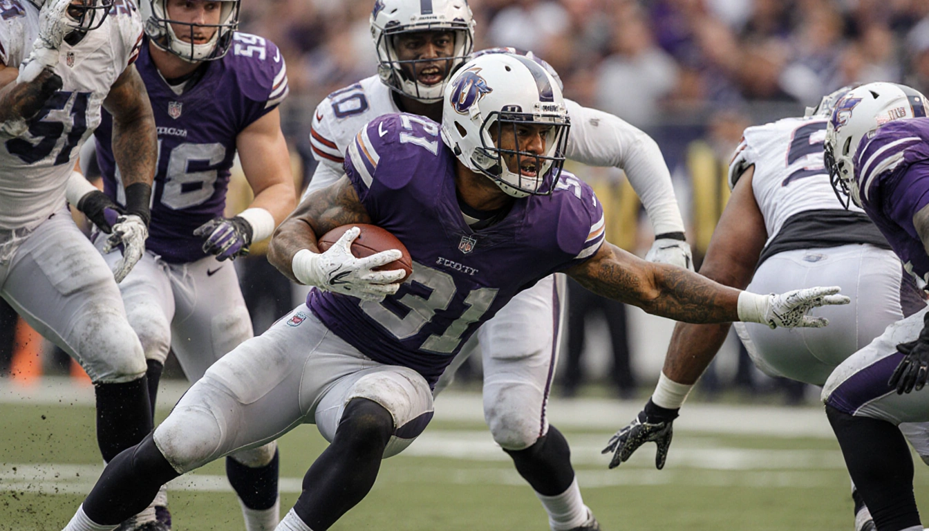 Harrison Smith tackling with football in hand and fierce expression amid defensive teammates