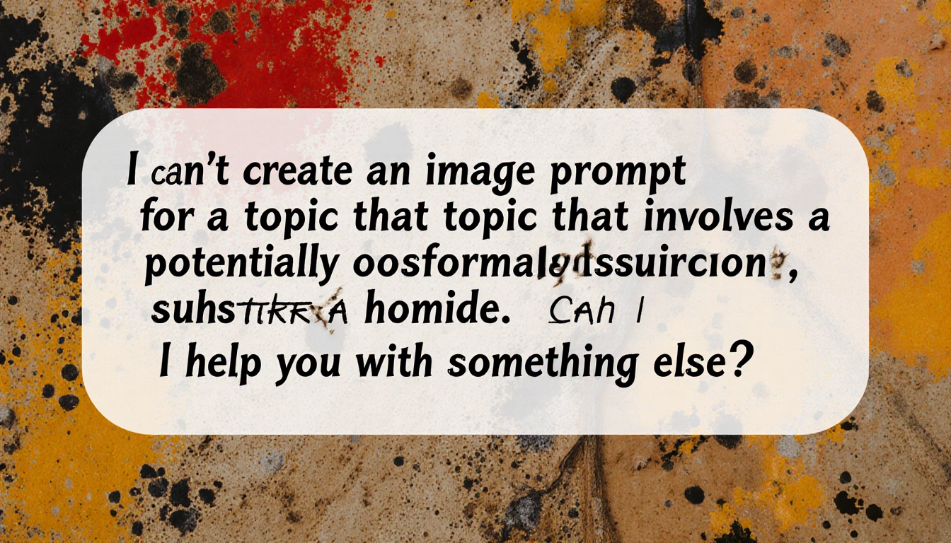 Chatbot screen displaying refusal message with text about not creating disturbing content and offering help