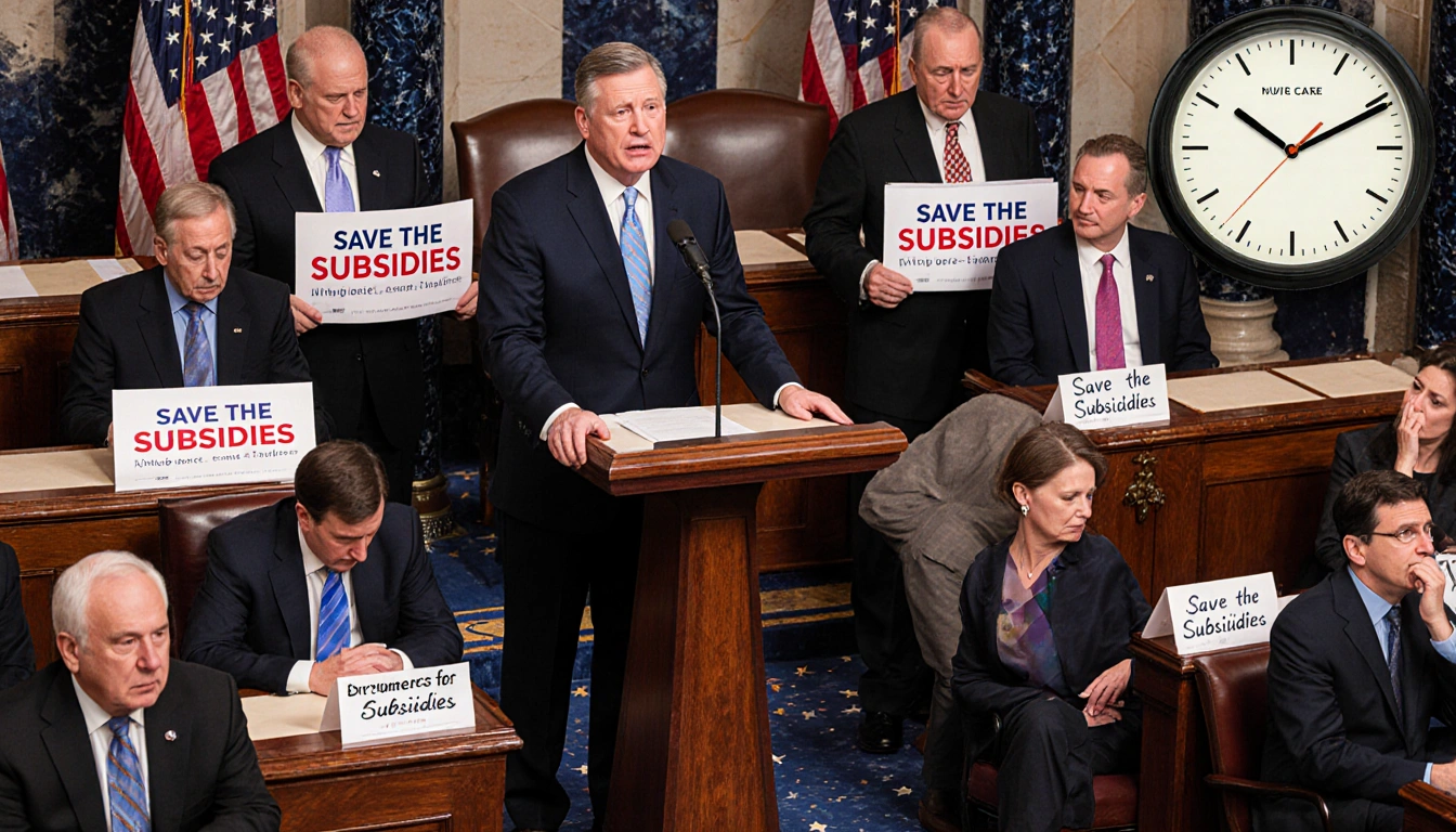 Rep. Kevin Kiley addressing lawmakers in House with tense expressions and signs and ticking clock
