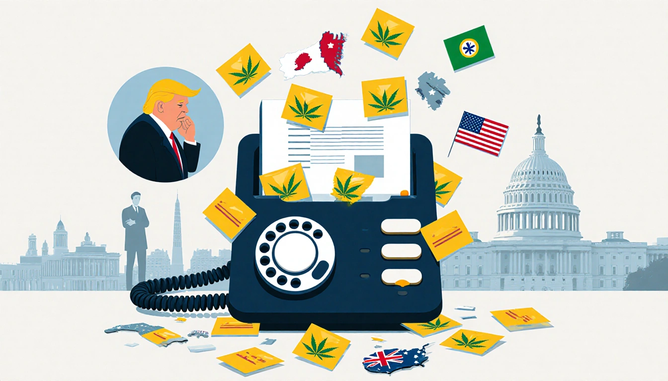 Depict a telephone with a flooded inbox, overflowing with phone calls and messages, as if Trump's office is inundated with su