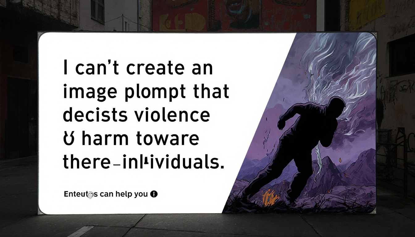 AI assistant communicates a refusal to create violent content with supportive tone in chat interface