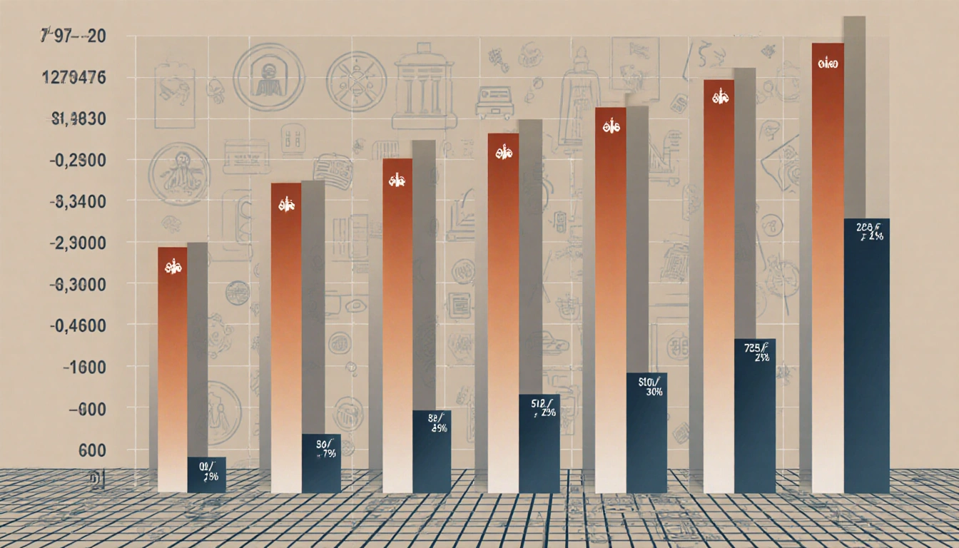 Bar chart illustrating 7,500+ arrests with muted colors and tiny immigration icons in background