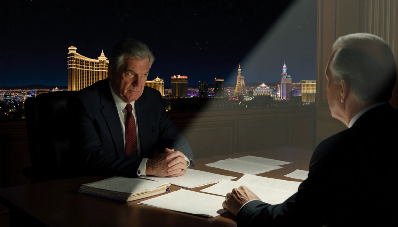 lawyer presenting evidence under a spotlight with judge