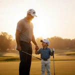 Matt Kuchar holds his son Cameron