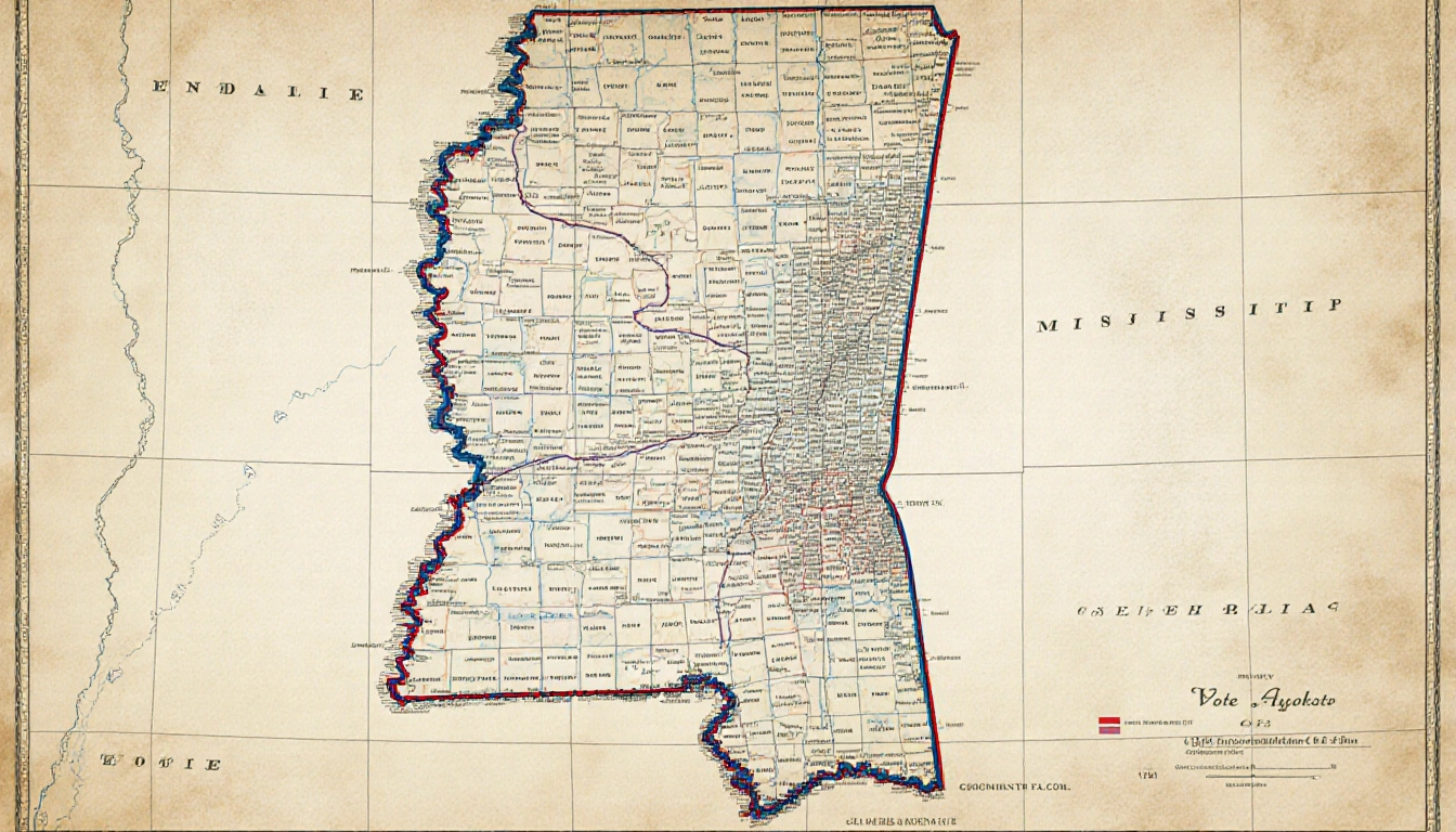 Mapmaker redrawing Mississippi electoral map with updated boundaries showing voting dilution under the Voting Rights Act