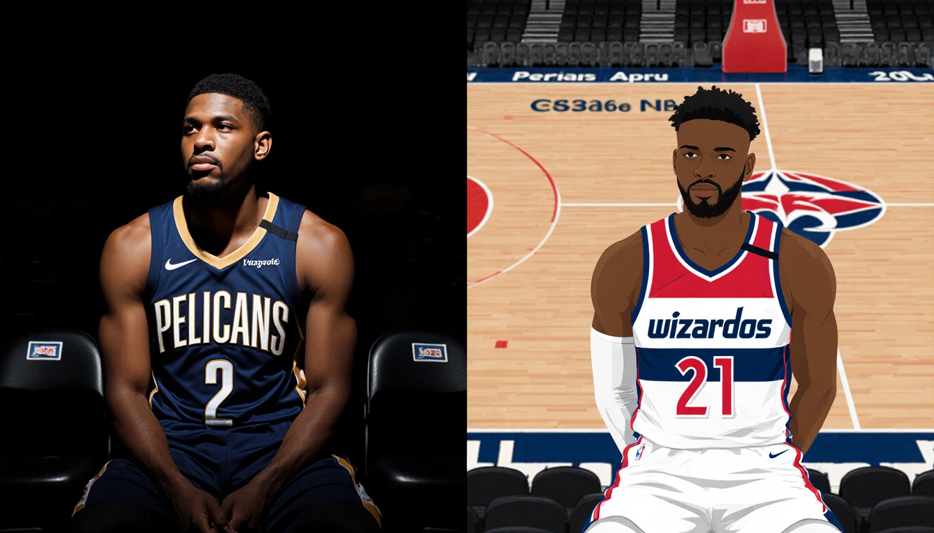 Alvarado sits alone in a dark Pelicans arena with an NBA court while Williams sits alone in a Wizards arena with an NBA court