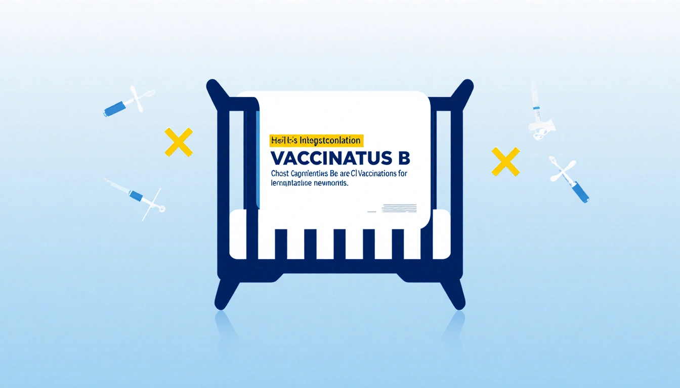 Cradle CDC vaccination recommendation text with X symbols on each side against a blue yellow gradient.