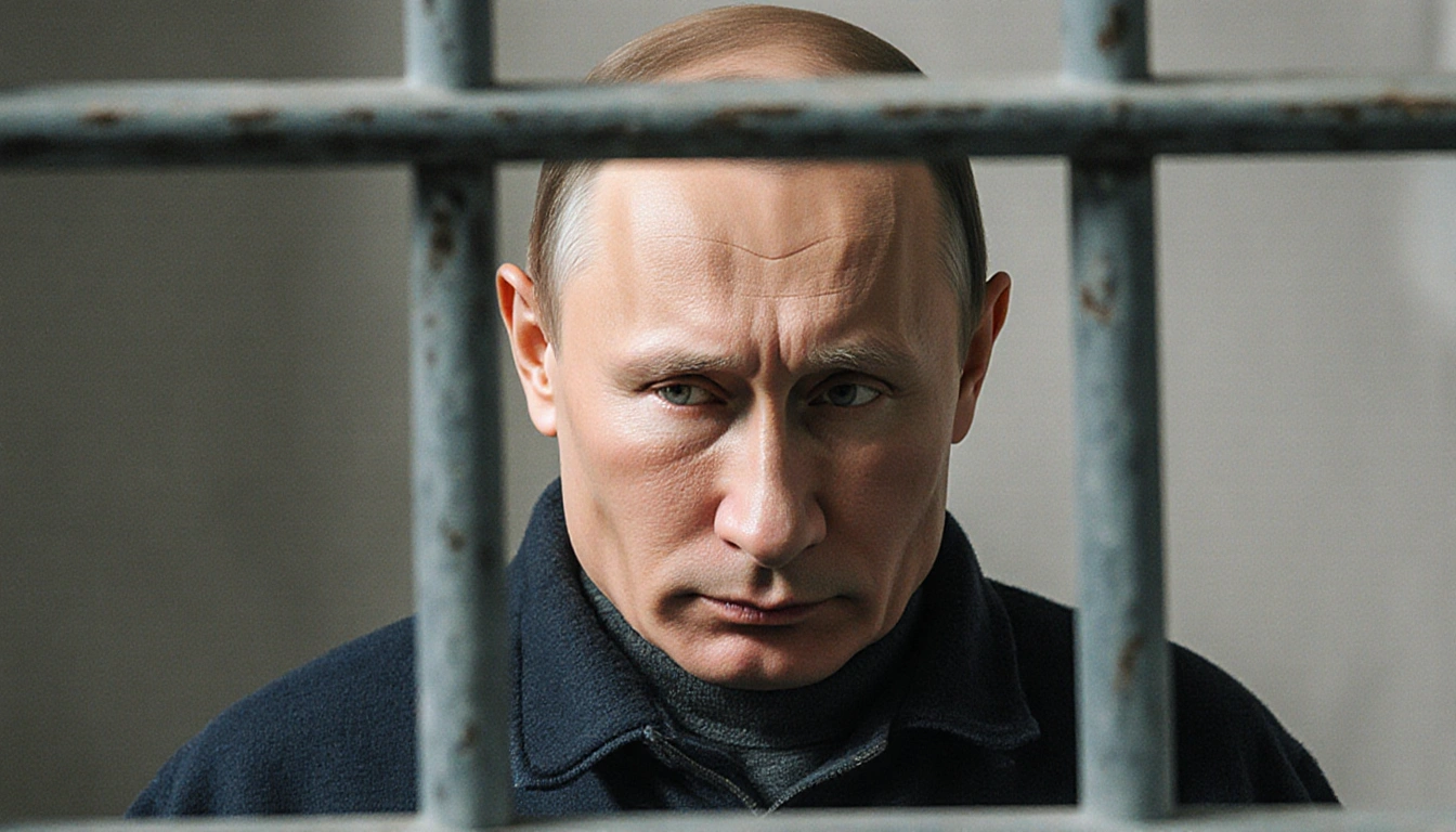 Judge sentences activist with gavel and Russian flag in courtroom.