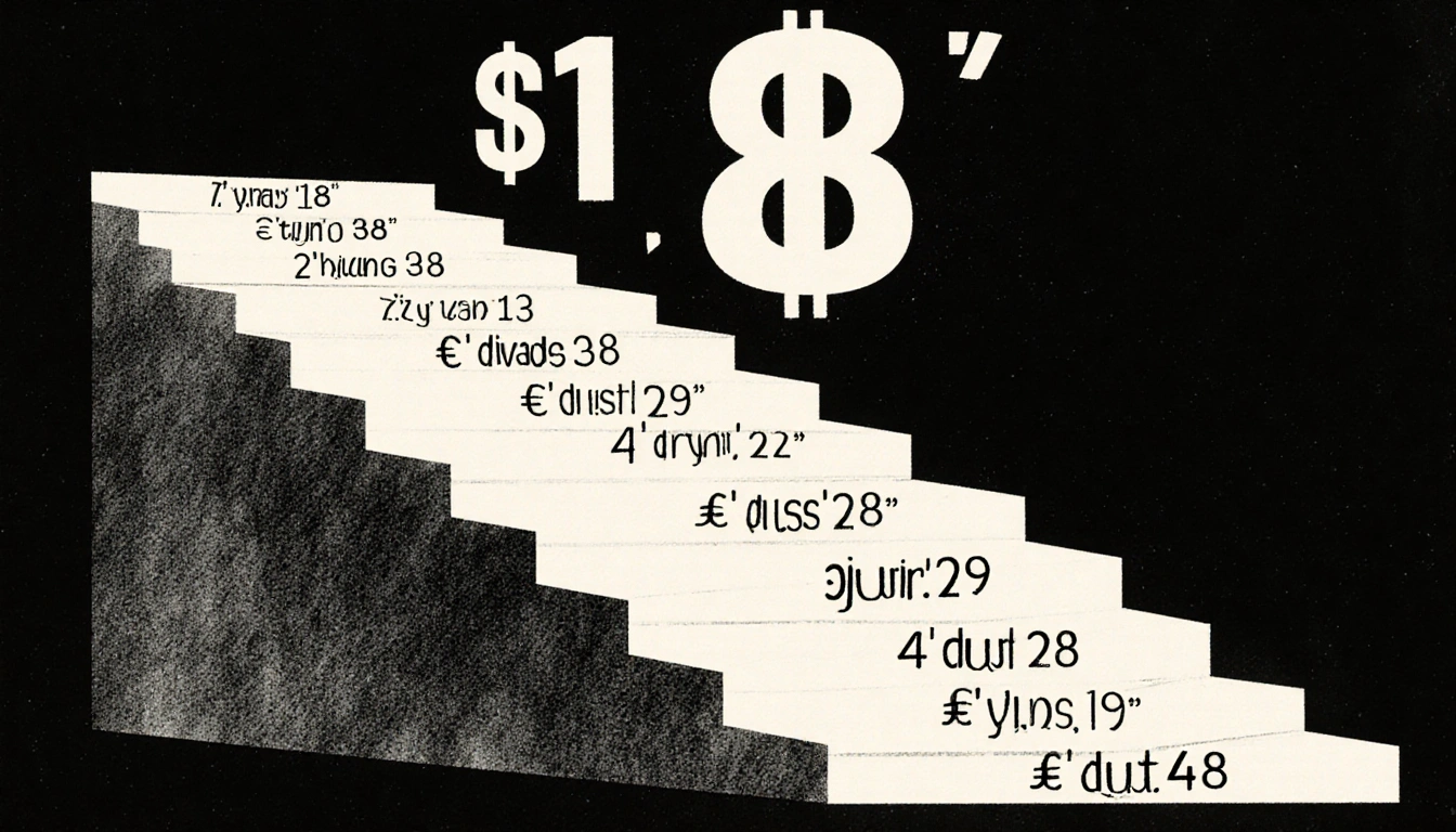 Ascending staircase displays numbered steps with annuity payments and culminates in a $1B dollar sign