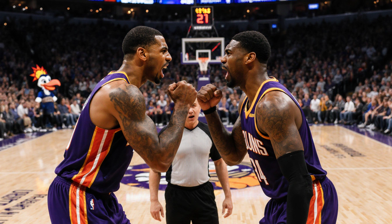 Alvarado and Williams face off in heated confrontation with fists raised amid shocked crowd in bright arena lights