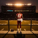 Field stretches under golden sun with Kelce