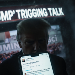 Desk shows headline TRUMP