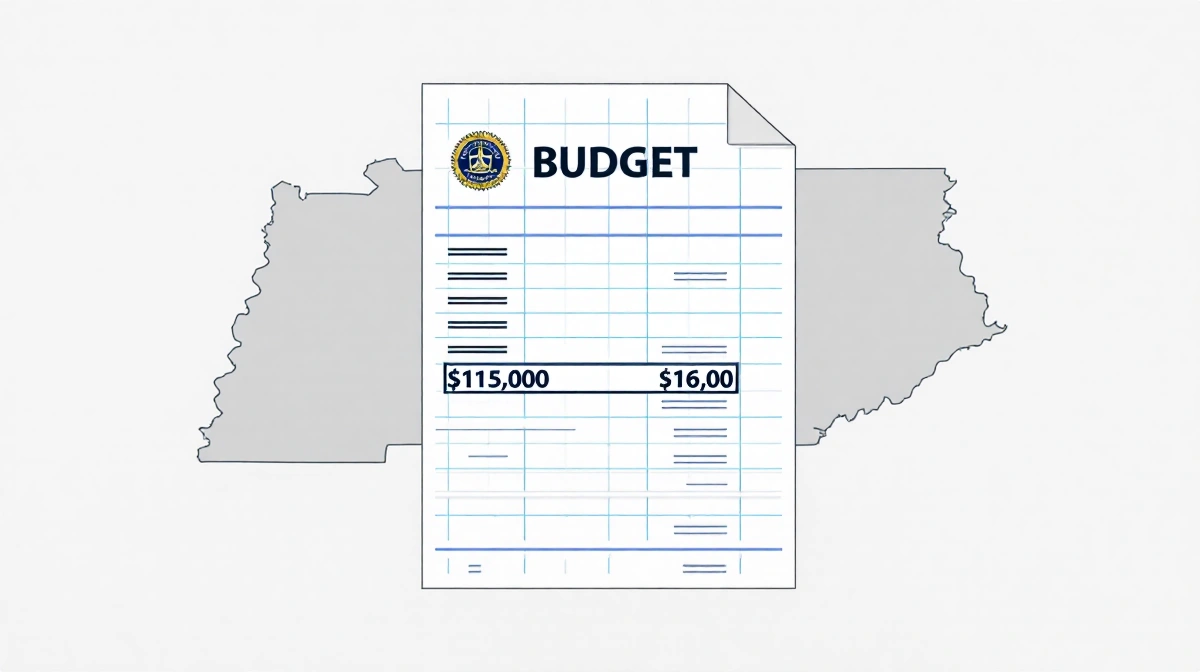 Budget spreadsheet showing $168,000 line item for 911 diversion program with faint county map background.