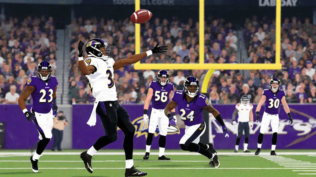 Lamar Jackson throwing a touchdown pass to Zay Flowers with Tyler Loop's missed field goal in the stands Baltimore disappoint