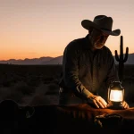 Cattle rancher inspecting infected cow
