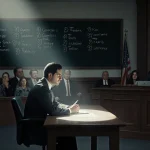 Adrian Gonzales sits at defense table with spotlight and blackboard showing 29 counts.