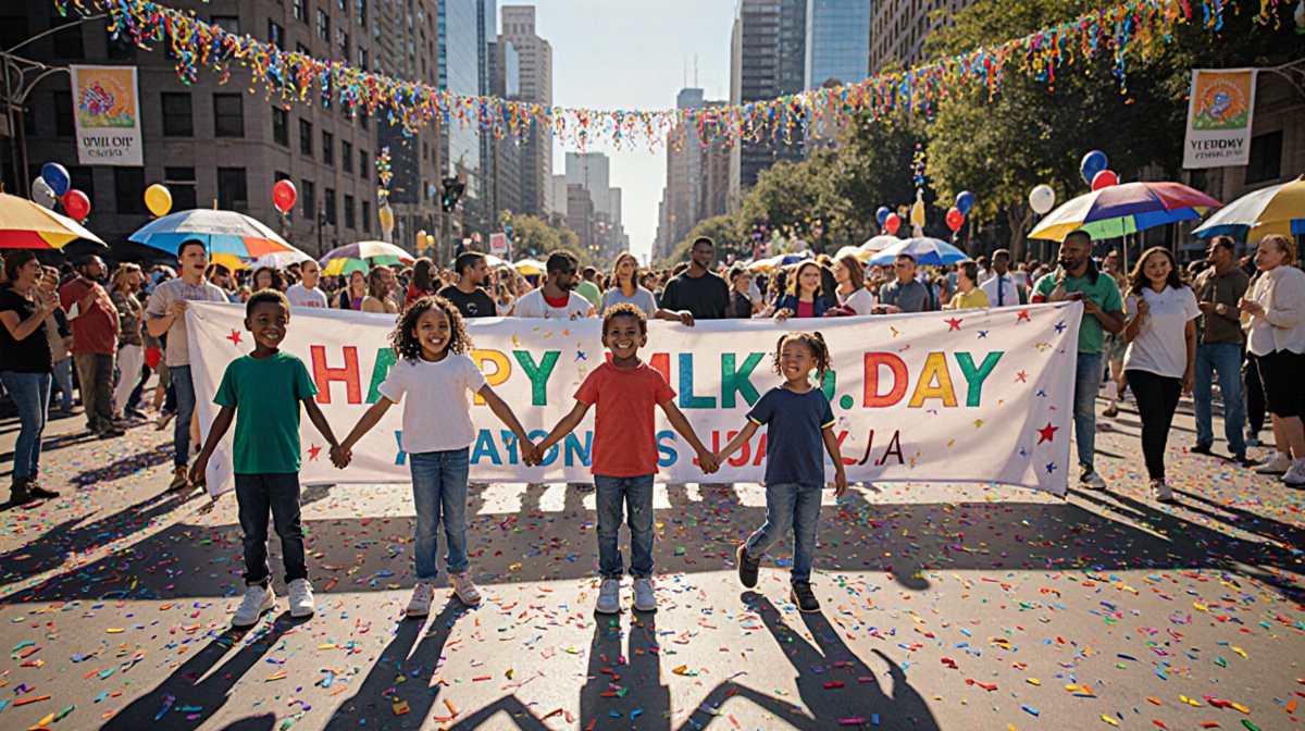 Crowd gathers around a
