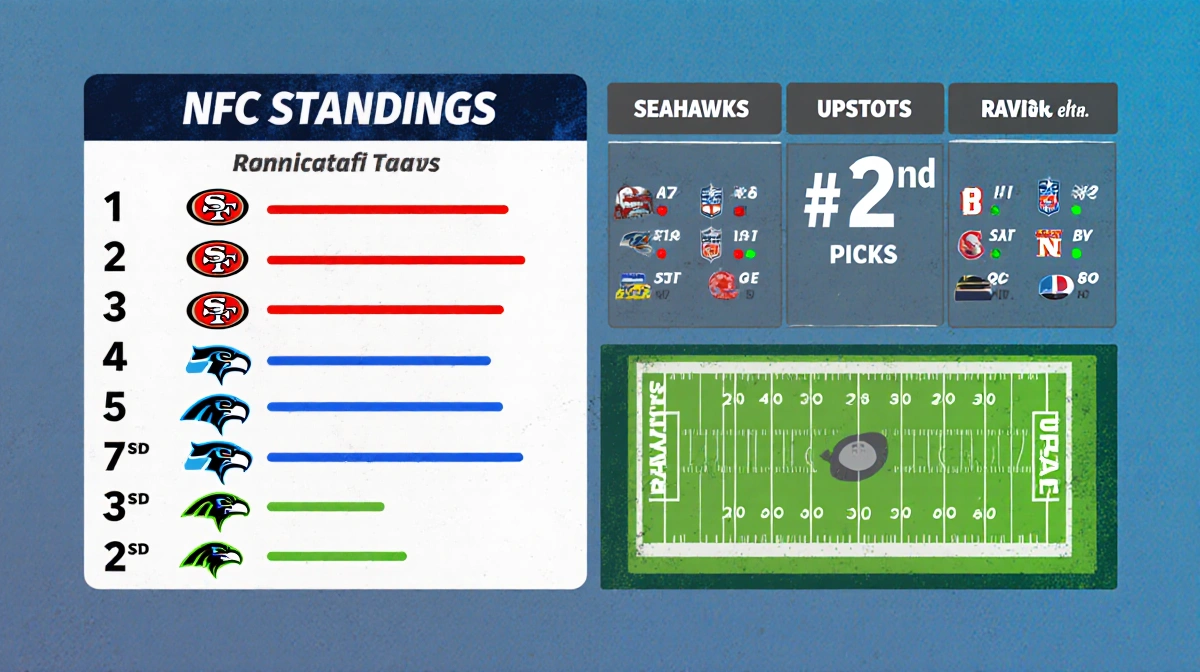 Grid of football fields laid out with colored lines for favored teams and upsets and subtle scoreboard background