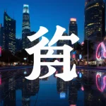 Manus logo replaces a Chinese character in foreground with futuristic skyscrapers and neon lights reflecting on a Singaporean