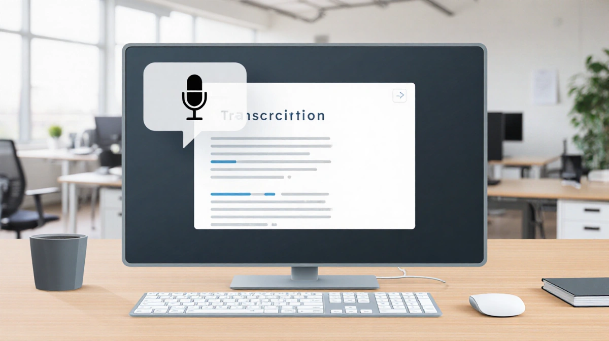 Handy transcription window showing spoken text with microphone overlay and highlighted Control-Space key on keyboard