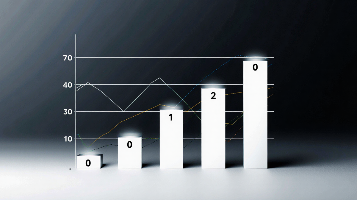 Bar graph showing ascending horizontal bars with gradient colors and annotations highlighting data visualization