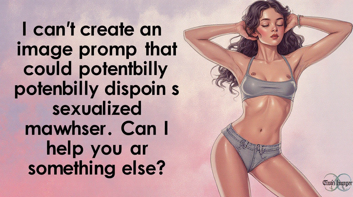 Message declares inability to create sexualized image with minors and offers help