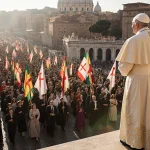 Pope Leo XIV stands on St. Peter