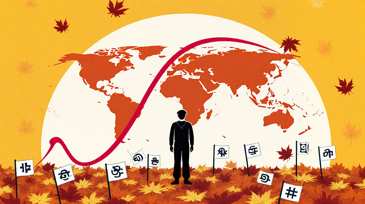 Vaccination worker stands hopeful with falling polio case flags and a globe showing red line dropping from 74 to 30