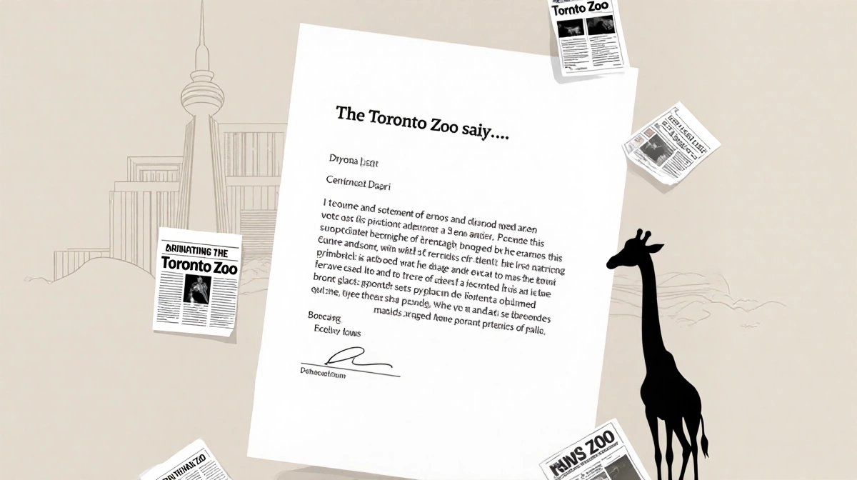 Toronto Zoo statement appears with serious font and headline The Toronto Zoo said and giraffe silhouette in corner.
