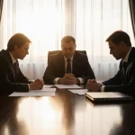 Ukrainian President discusses strategy with allied advisors in a sunlit Kyiv conference room