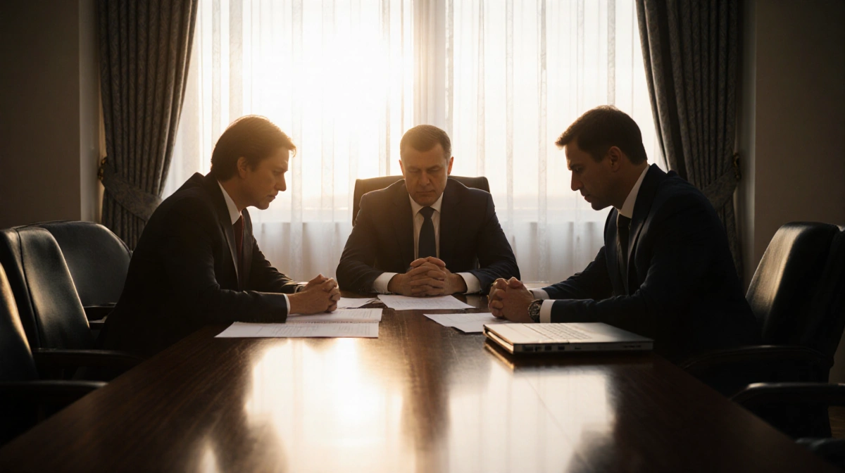 Ukrainian President discusses strategy with allied advisors in a sunlit Kyiv conference room