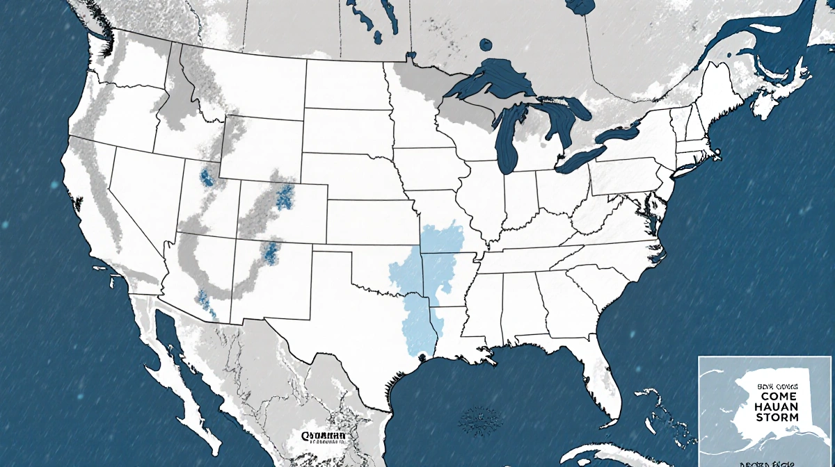 Winter storm map covers more than half the United States with snow and ice showing major cities and states affected